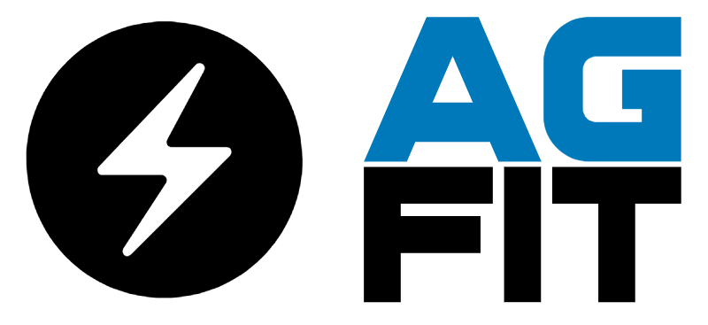 AG Fit logo in colours with power symbol.